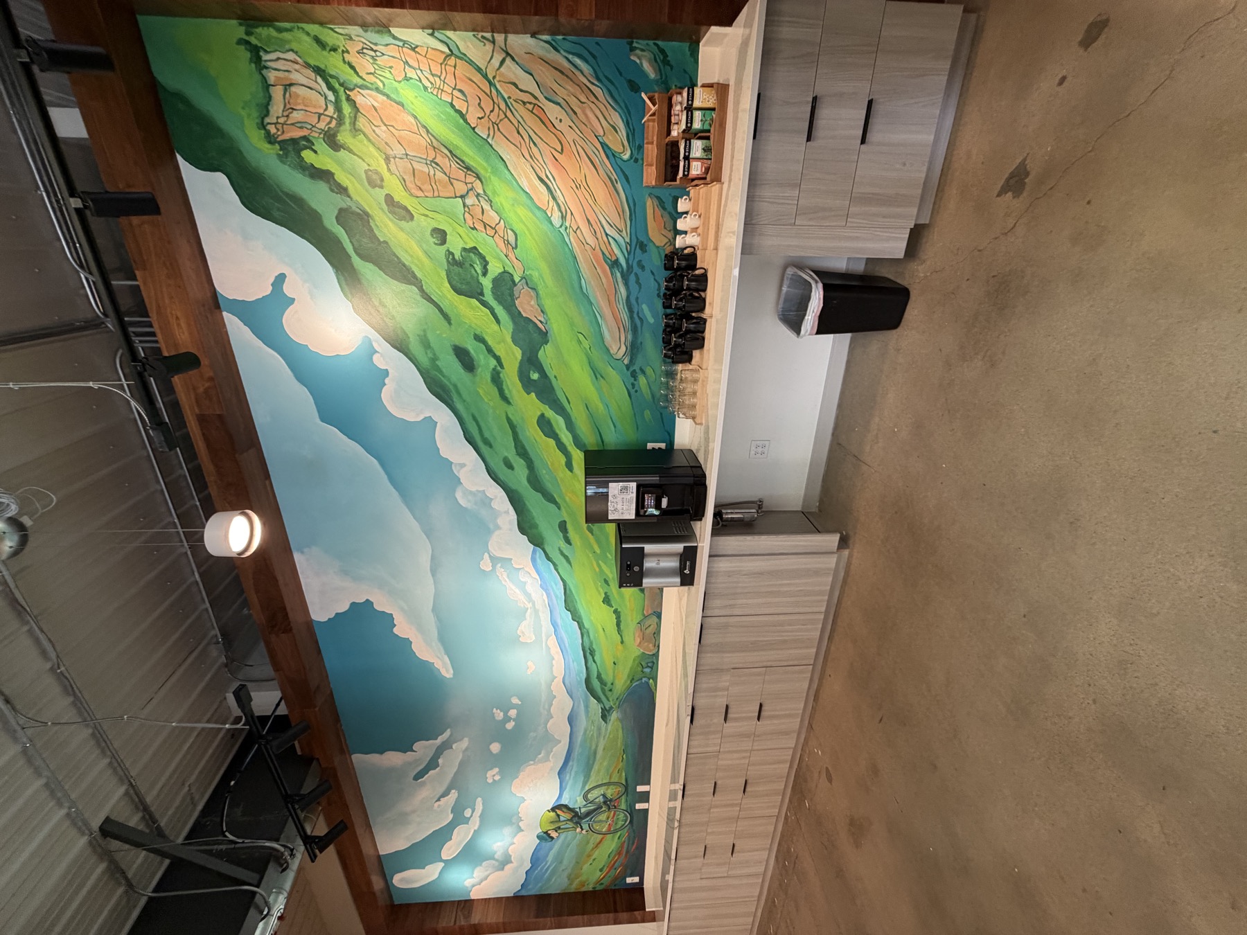 Coffee bar with the mountain mural
